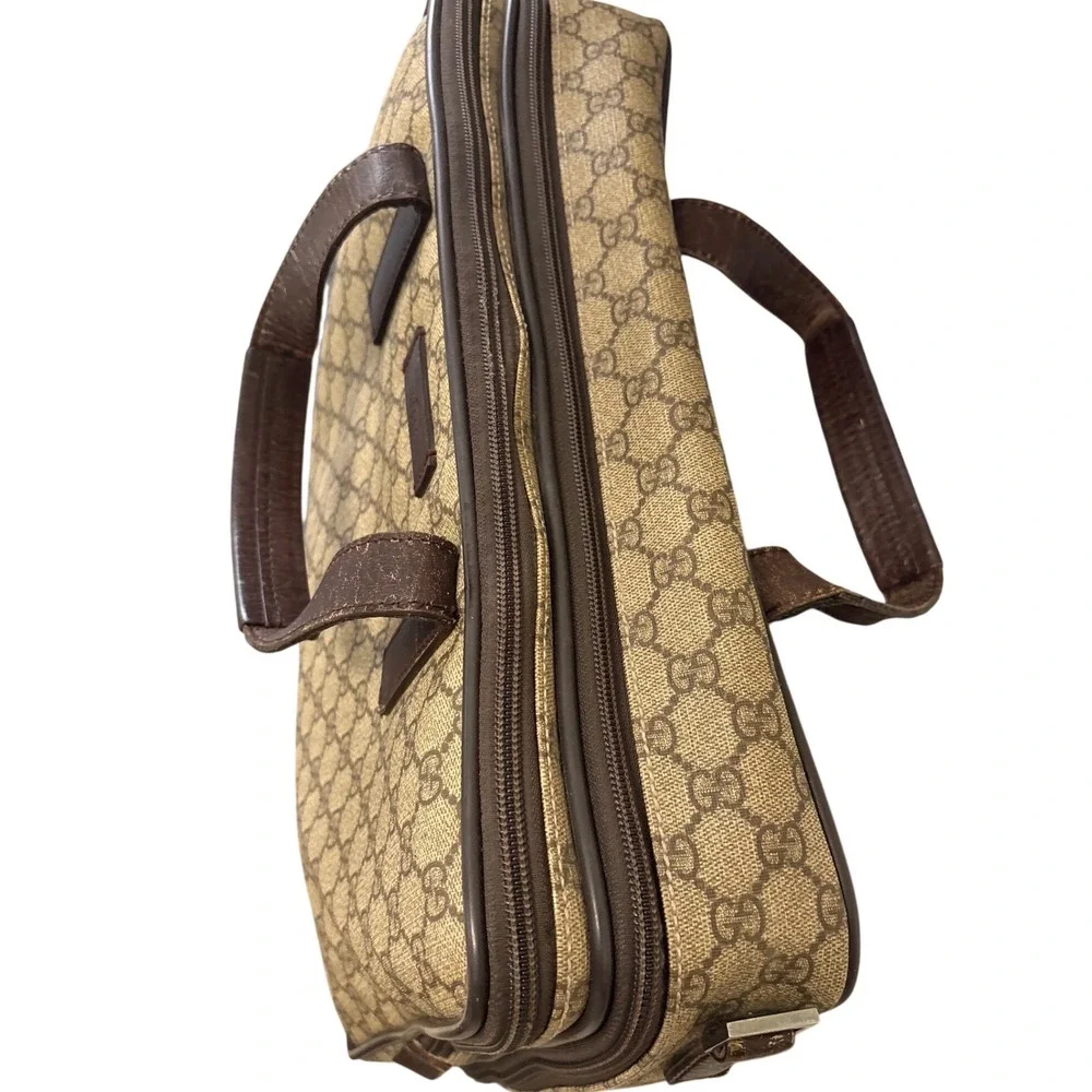Gucci GG Supreme Briefcase Brown Leather Laptop Bag 28723 486628 Vintage